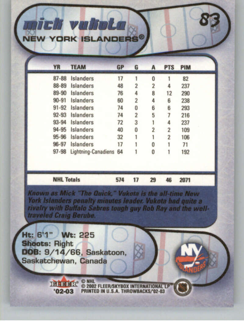 2002-03 Fleer Throwbacks NHL Hockey Cards Pick From List/Complete Your Set - Picture 166 of 184