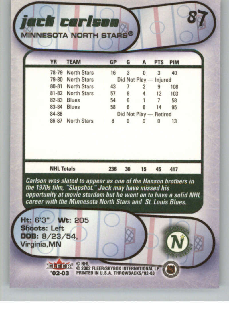 2002-03 Fleer Throwbacks NHL Hockey Cards Pick From List/Complete Your Set - Picture 174 of 184