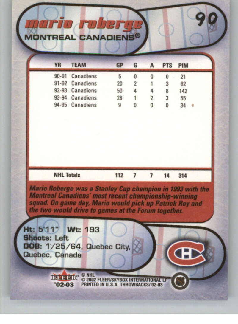 2002-03 Fleer Throwbacks NHL Hockey Cards Pick From List/Complete Your Set - Picture 180 of 184