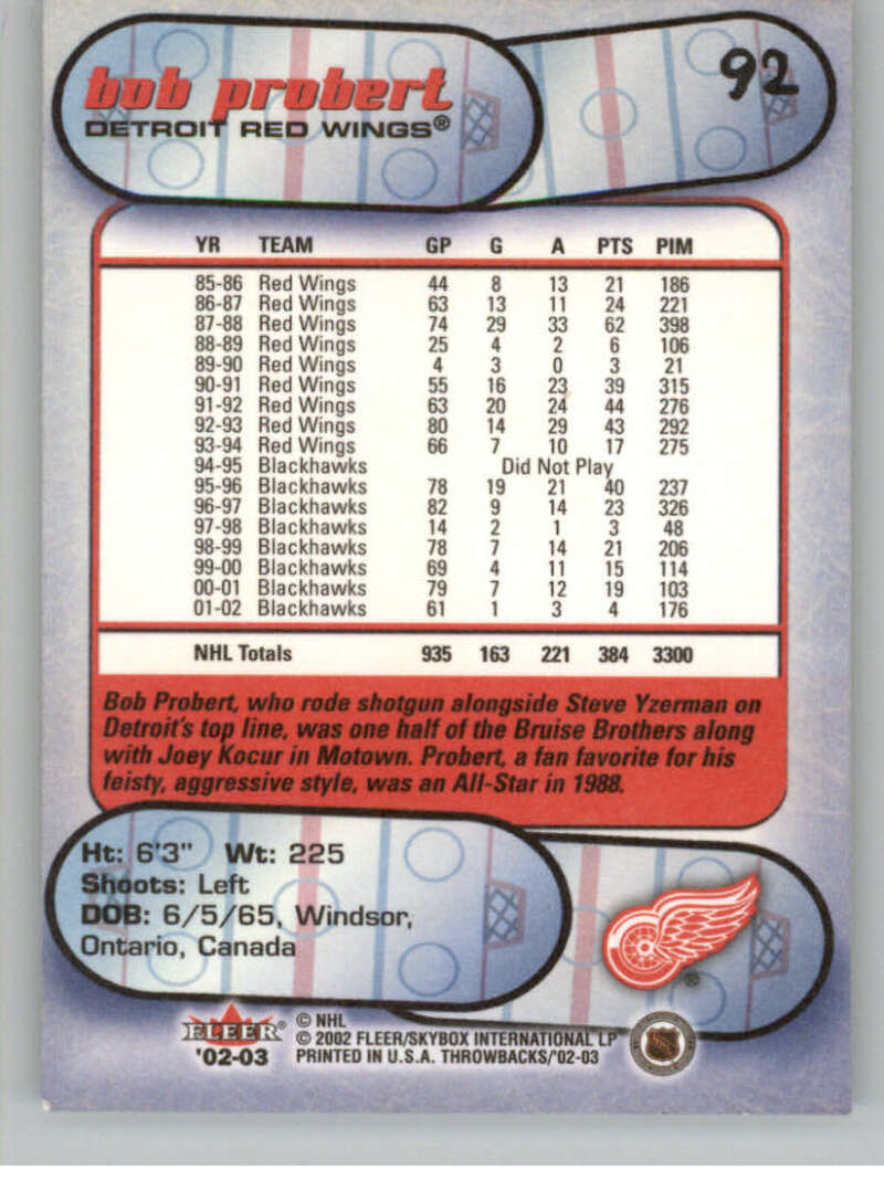 2002-03 Fleer Throwbacks NHL Hockey Cards Pick From List/Complete Your Set - Picture 184 of 184