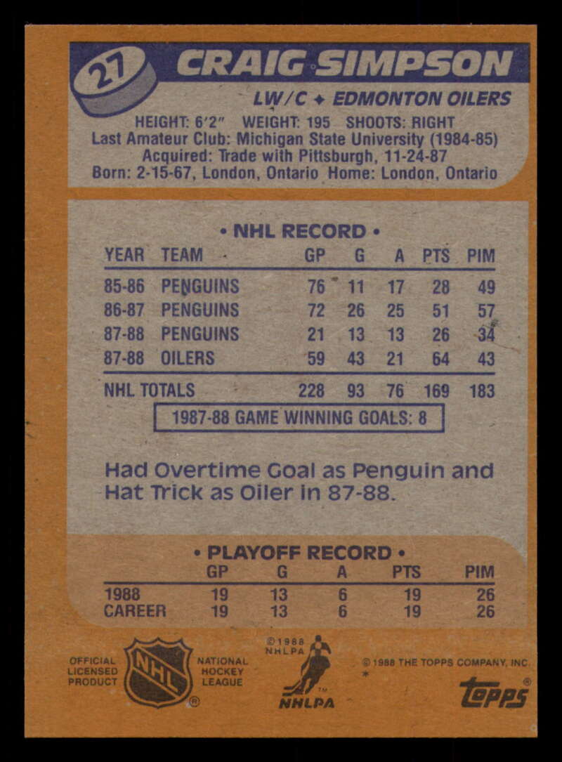 1988-89 Topps Hockey - #2 - #100 - Complete your set - Pick your card - Picture 135 of 433