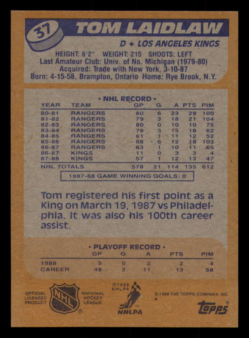 1988-89 Topps Hockey - #2 - #100 - Complete your set - Pick your card - Picture 169 of 433