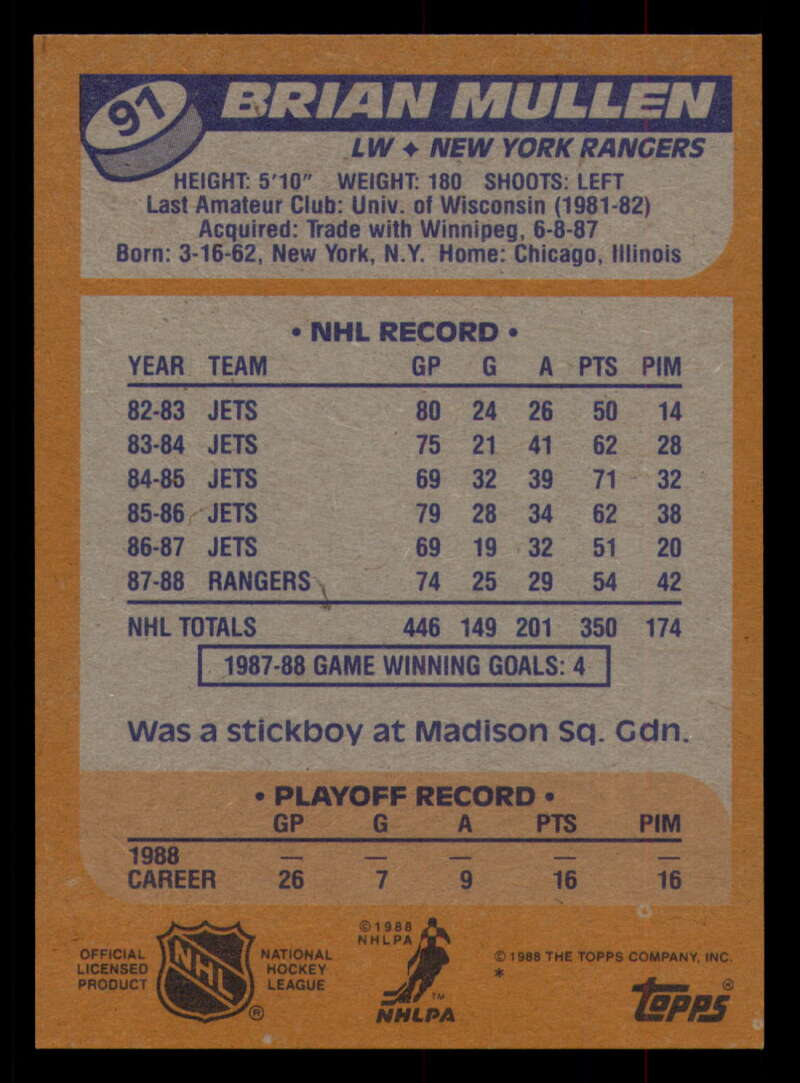 1988-89 Topps Hockey - #2 - #100 - Complete your set - Pick your card - Picture 403 of 433