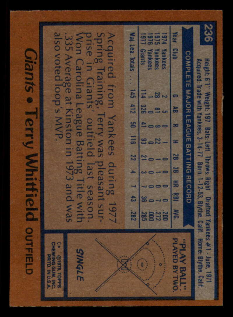 1978 Topps Baseball #216 - #265 - Complete your set - Pick your card - Picture 203 of 497