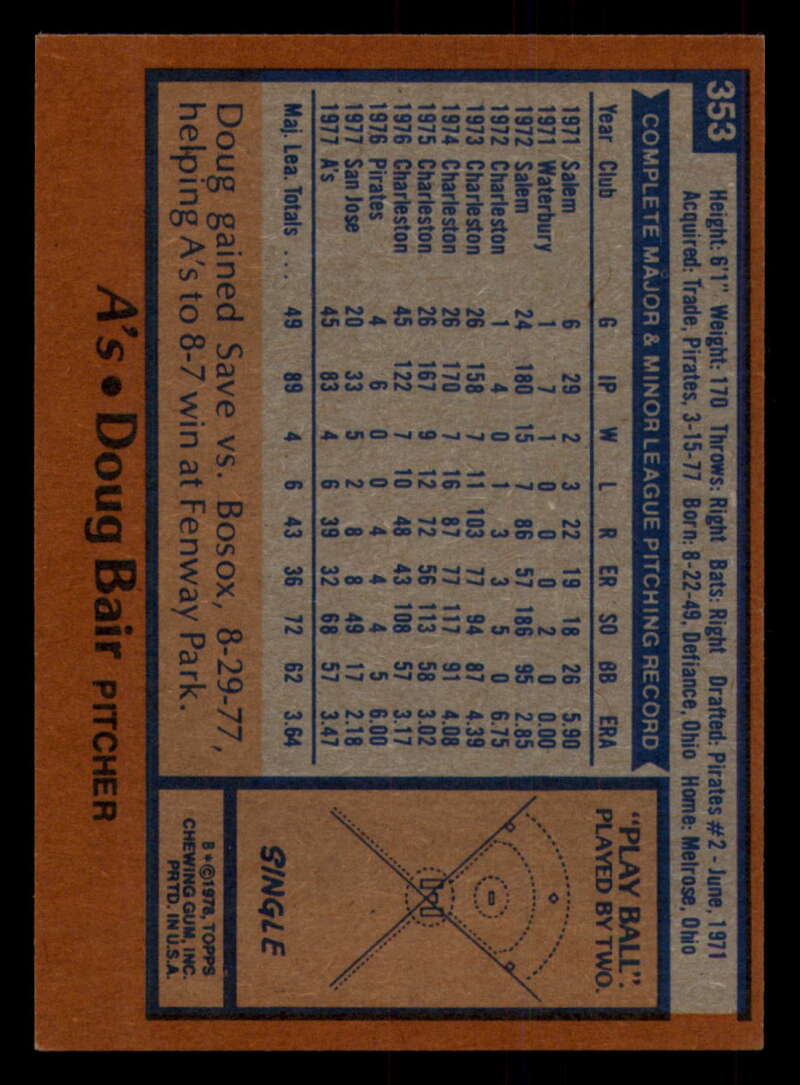 1978 Topps Baseball #316 - #365 - Complete your set - Pick your card - Picture 369 of 491