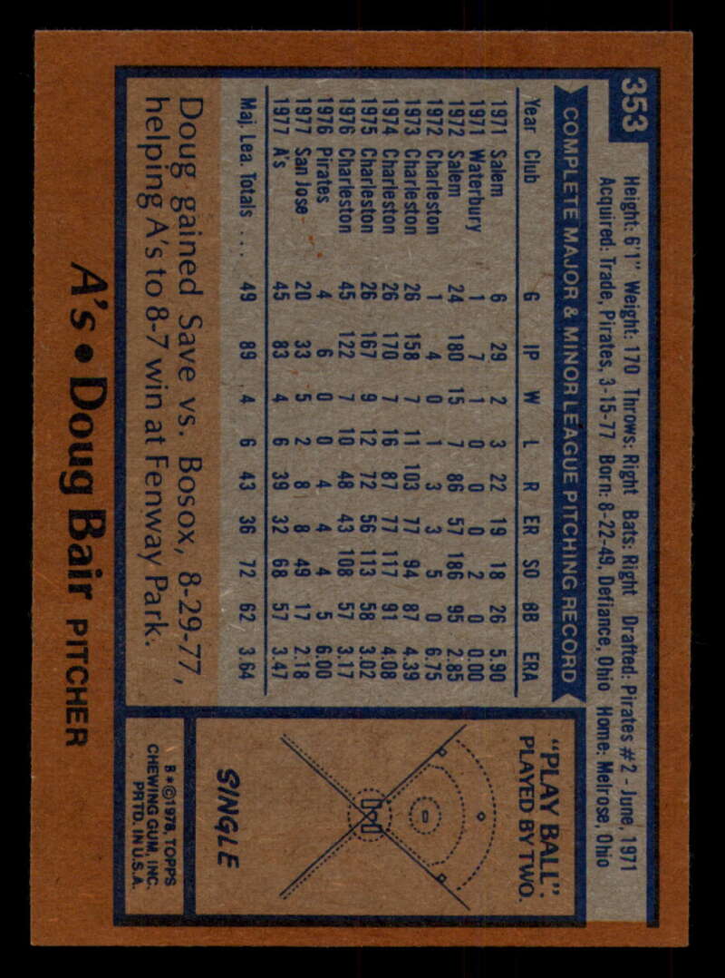 1978 Topps Baseball #316 - #365 - Complete your set - Pick your card - Picture 371 of 491