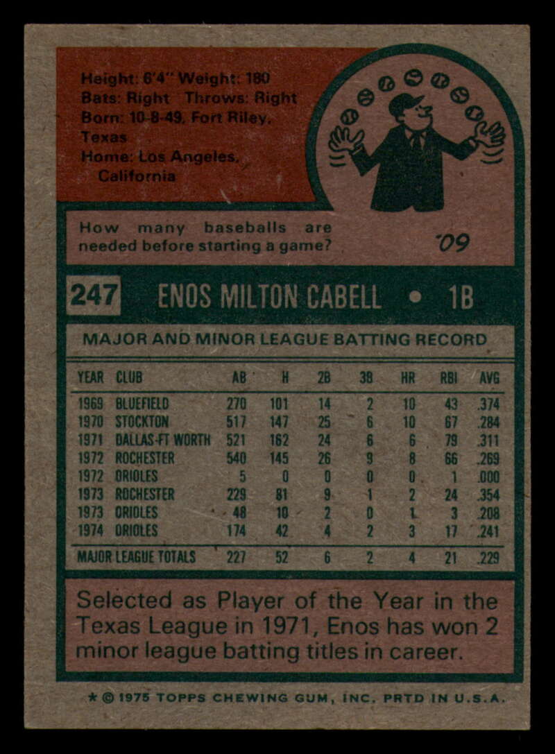 1975 Topps Baseball #166 - #259 - Complete your set - Pick your card - Picture 361 of 451