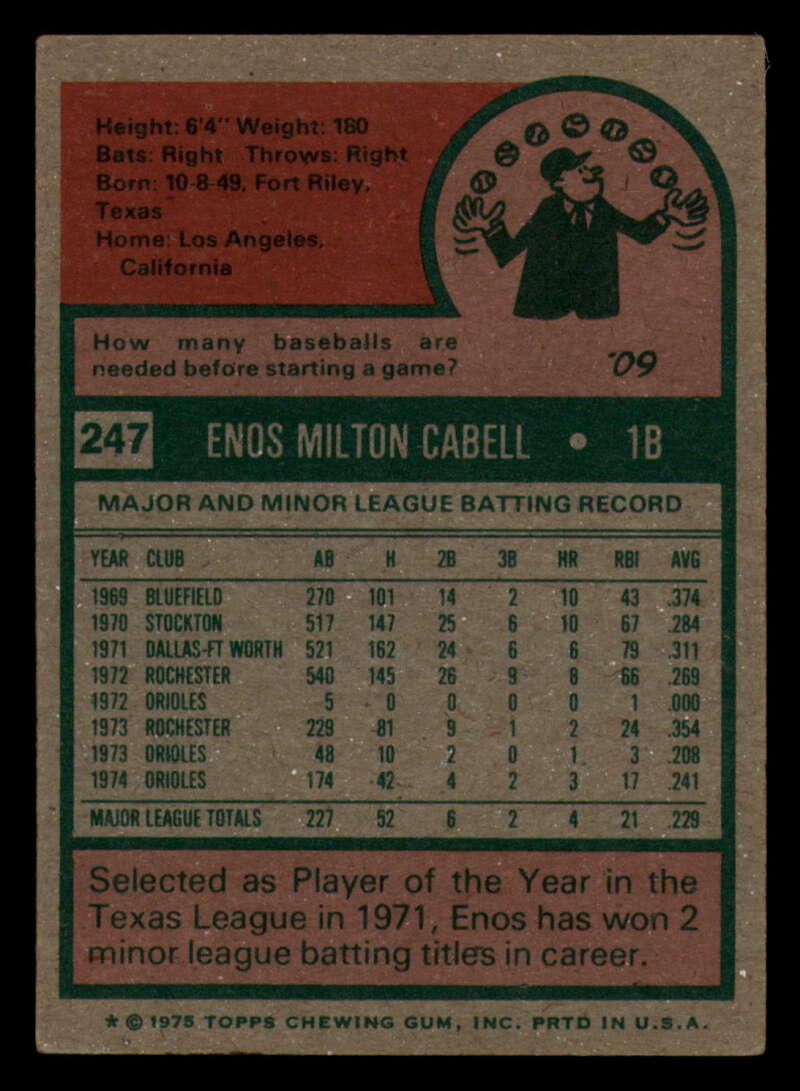 1975 Topps Baseball #166 - #259 - Complete your set - Pick your card - Picture 363 of 451