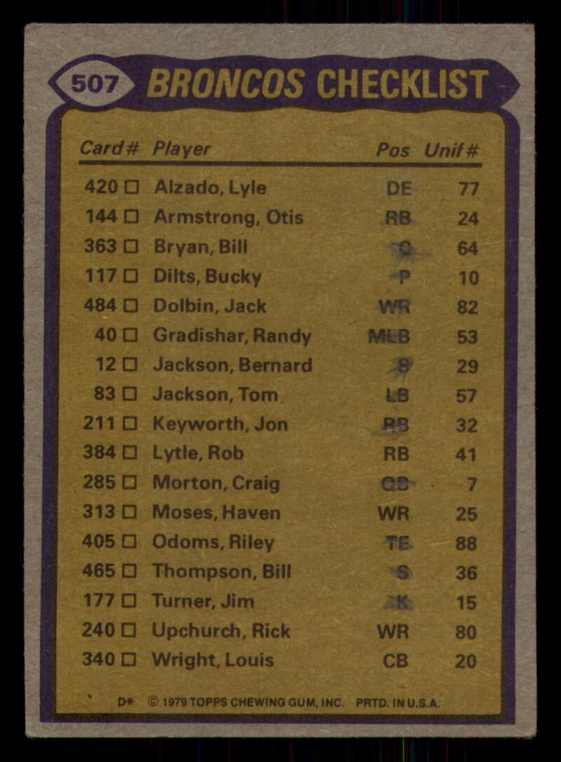 1979 Topps Football - #501 to #528 - Complete your set - Pick your card - Picture 57 of 201