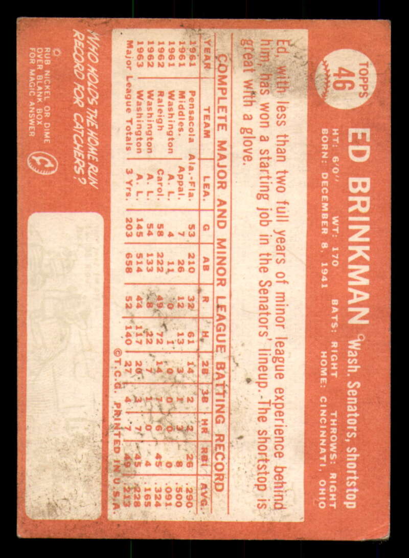 1964 Topps Baseball #3 - #130 - Complete your set - Pick your card - Picture 119 of 465