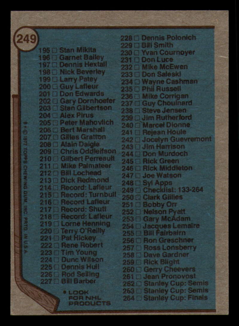 1977-78 Topps Hockey - #221 to #264 - Complete your set - Pick your card - Picture 175 of 291