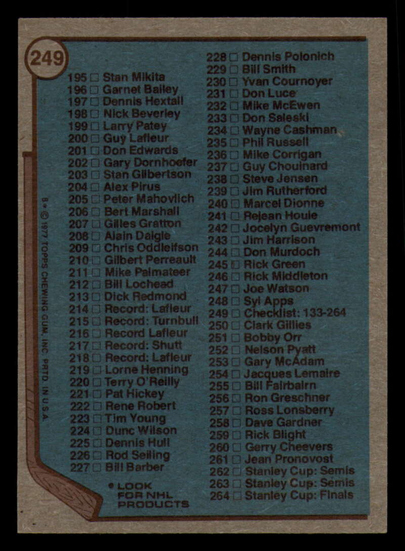 1977-78 Topps Hockey - #221 to #264 - Complete your set - Pick your card - Picture 177 of 291