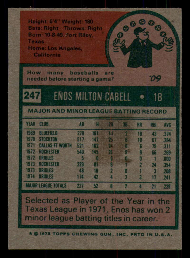 1975 Topps Baseball #166 - #259 - Complete your set - Pick your card - Picture 357 of 451