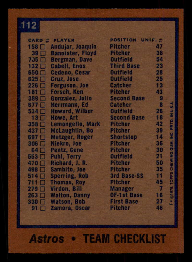 1978 Topps Baseball #111 - #160 - Complete your set - Pick your card - Picture 13 of 489