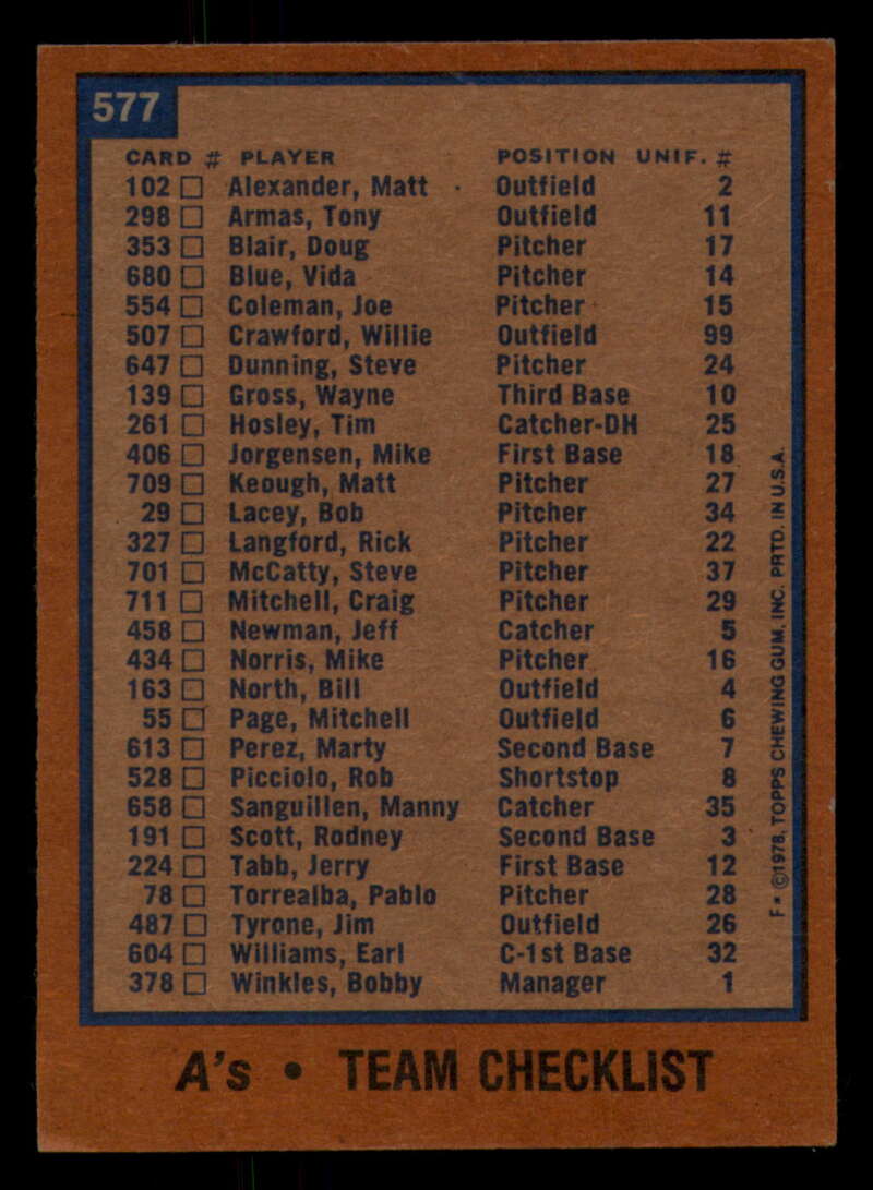 1978 Topps Baseball #571 - #625 - Complete your set - Pick your card - Picture 45 of 499