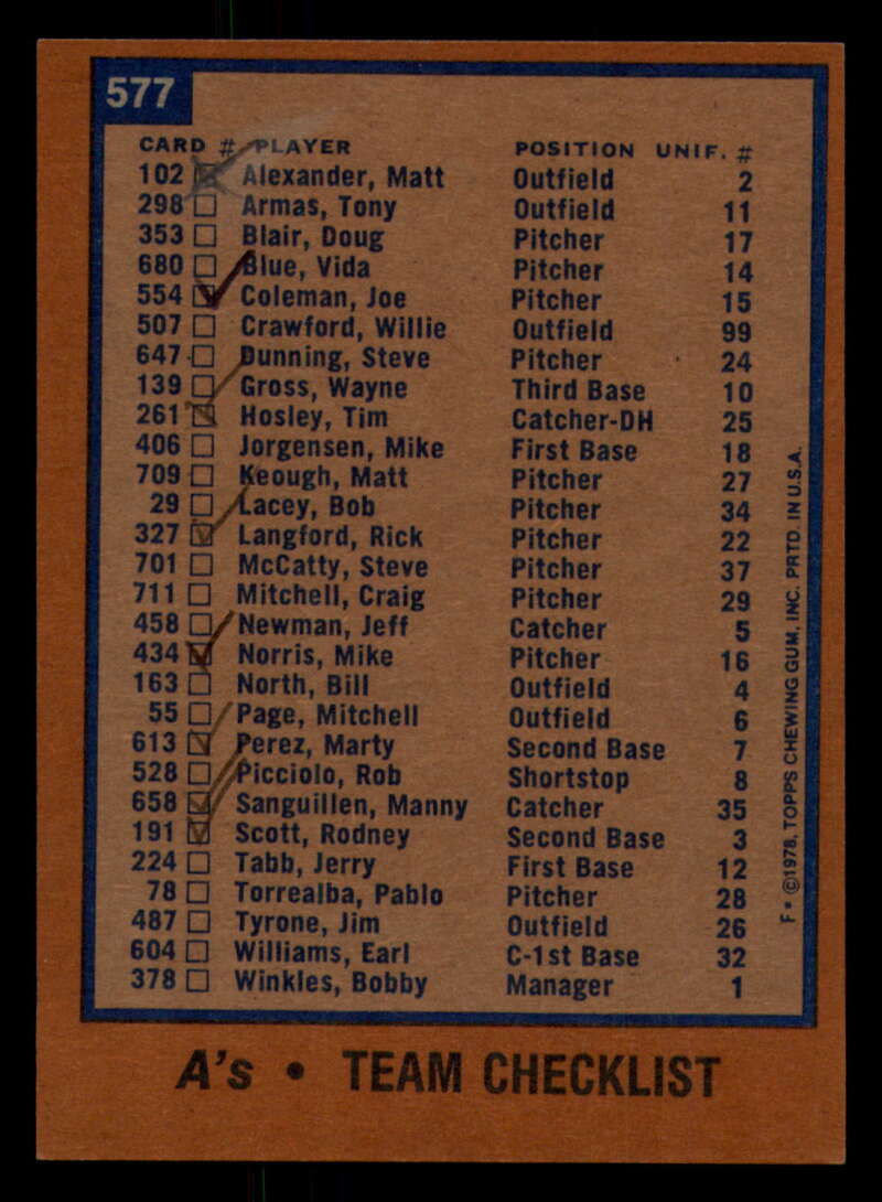 1978 Topps Baseball #571 - #625 - Complete your set - Pick your card - Picture 43 of 499