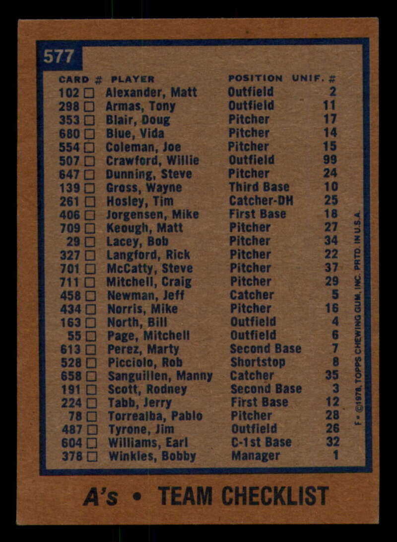 1978 Topps Baseball #571 - #625 - Complete your set - Pick your card - Picture 41 of 499