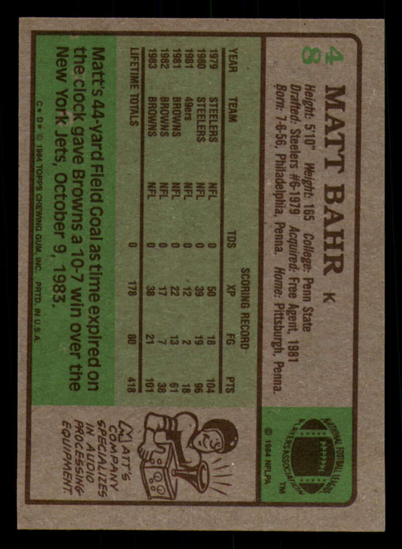 1984 Topps Football - #1  -  #60 - Complete your set - Pick your card - Picture 247 of 323