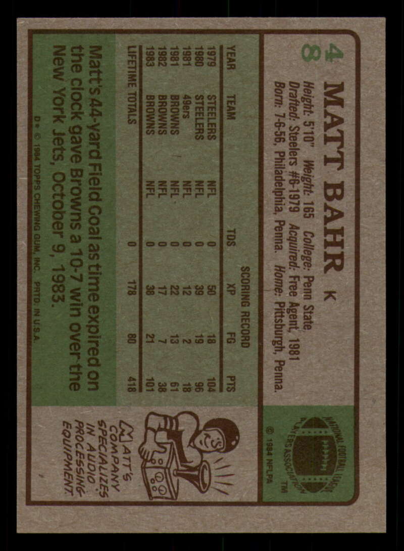 1984 Topps Football - #1  -  #60 - Complete your set - Pick your card - Picture 249 of 323