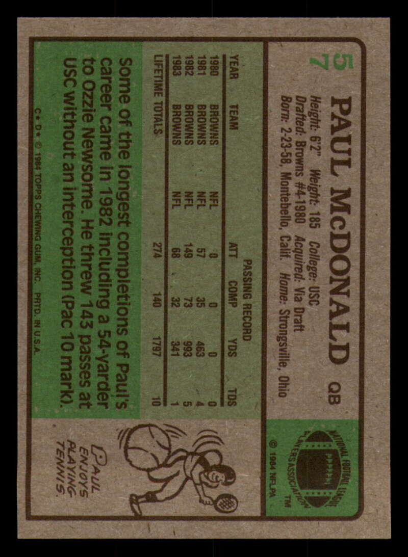 1984 Topps Football - #1  -  #60 - Complete your set - Pick your card - Picture 309 of 323