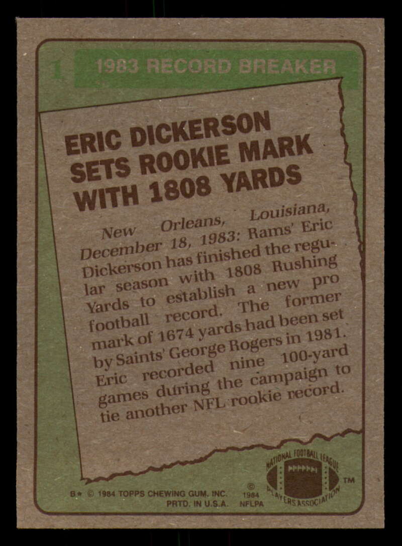 1984 Topps Football - #1  -  #60 - Complete your set - Pick your card - Picture 3 of 323