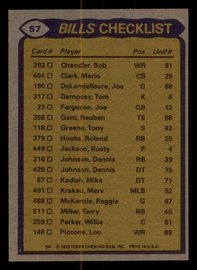 1979 Topps Football - #1 to #60 - Complete your set - Pick your card - Picture 423 of 457