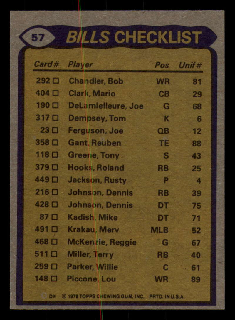 1979 Topps Football - #1 to #60 - Complete your set - Pick your card - Picture 419 of 457