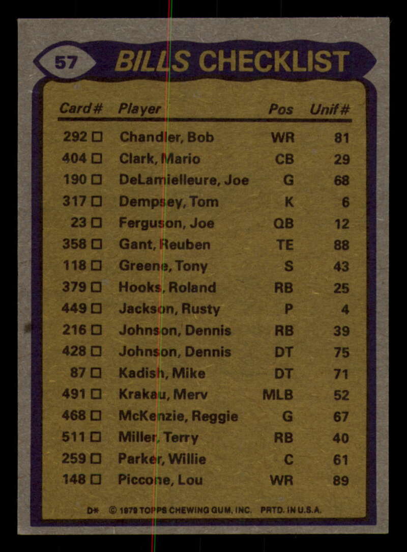 1979 Topps Football - #1 to #60 - Complete your set - Pick your card - Picture 425 of 457