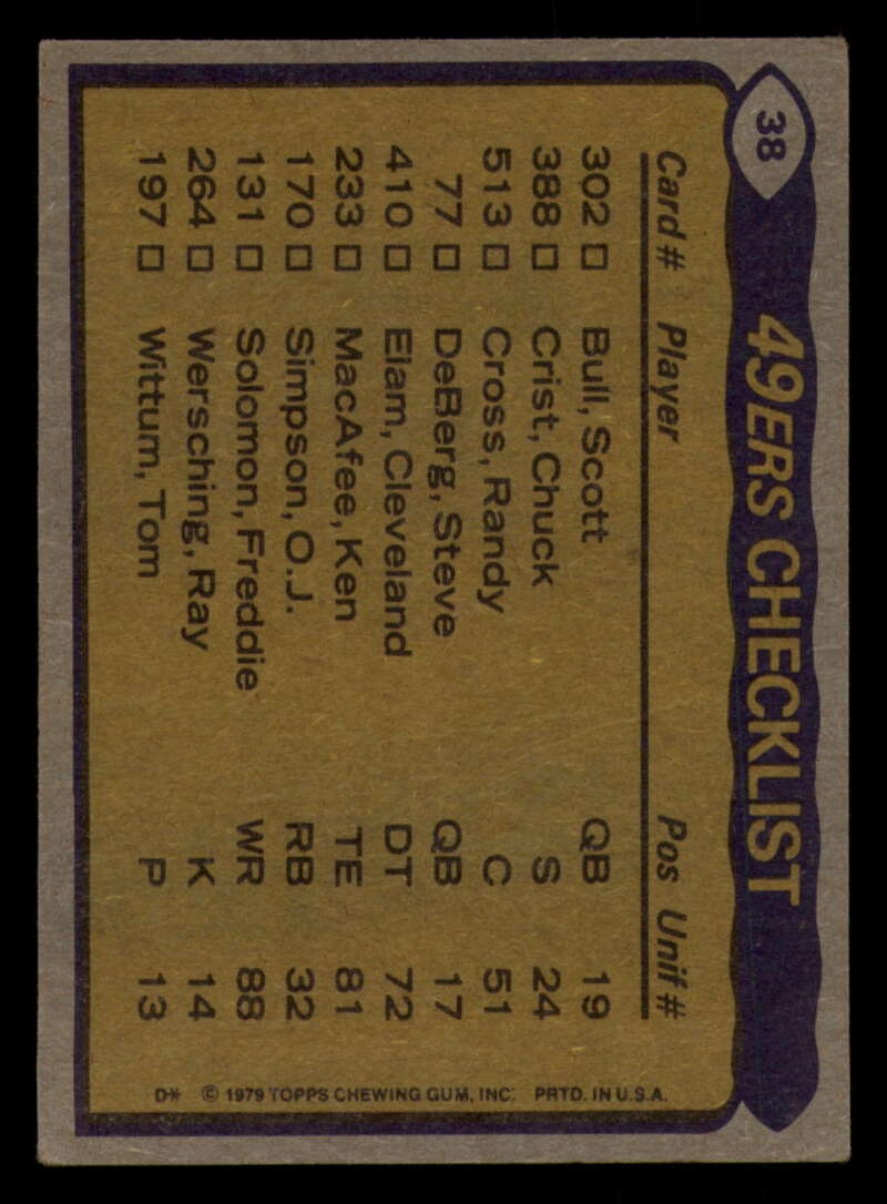 1979 Topps Football - #1 to #60 - Complete your set - Pick your card - Picture 269 of 457