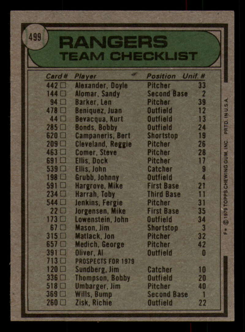 1979 Topps Baseball #451  to  #500 - Complete your set - Pick your card - Picture 479 of 489