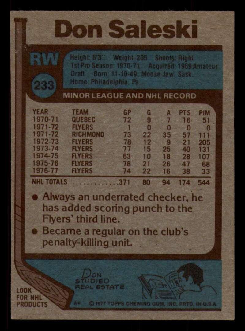 1977-78 Topps Hockey - #221 to #264 - Complete your set - Pick your card - Picture 69 of 291