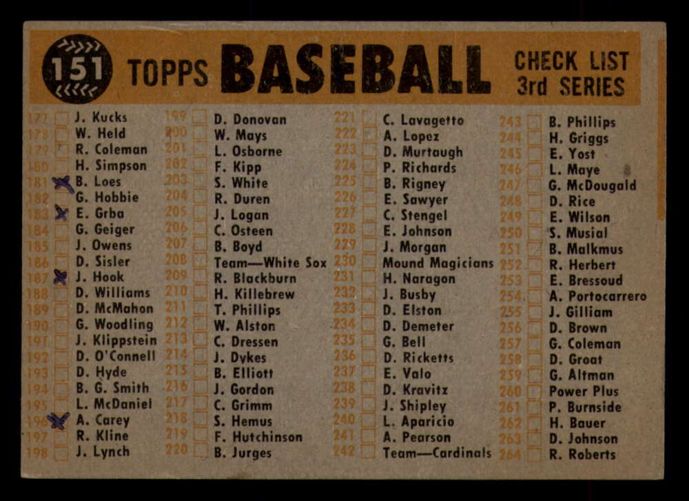 1960 Topps Baseball #91 to #180 - Complete your set - Pick your card - Picture 255 of 455