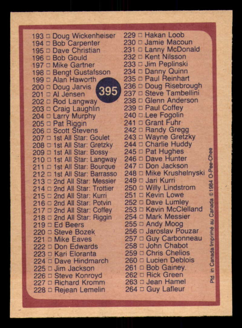 1984-85 O-Pee-Chee Hockey - #331 - #396 - Complete your set - Pick your card - Picture 179 of 181