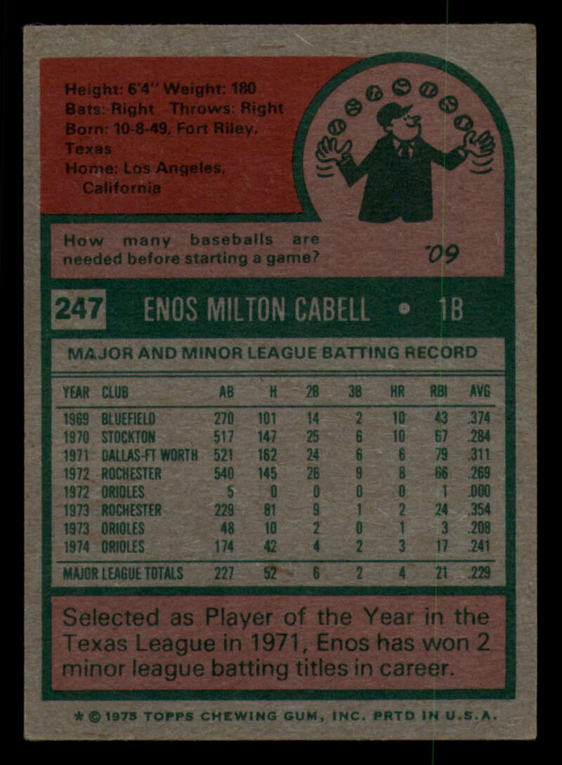 1975 Topps Baseball #166 - #259 - Complete your set - Pick your card - Picture 365 of 451