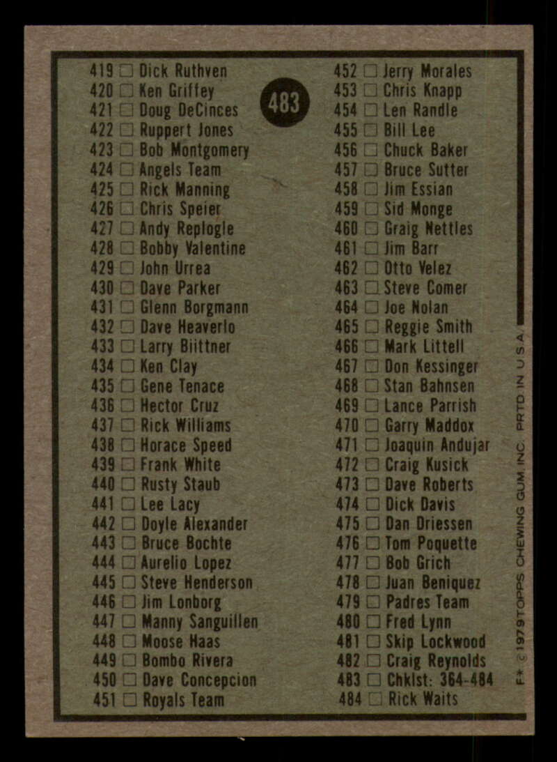 1979 Topps Baseball #451  to  #500 - Complete your set - Pick your card - Picture 331 of 489