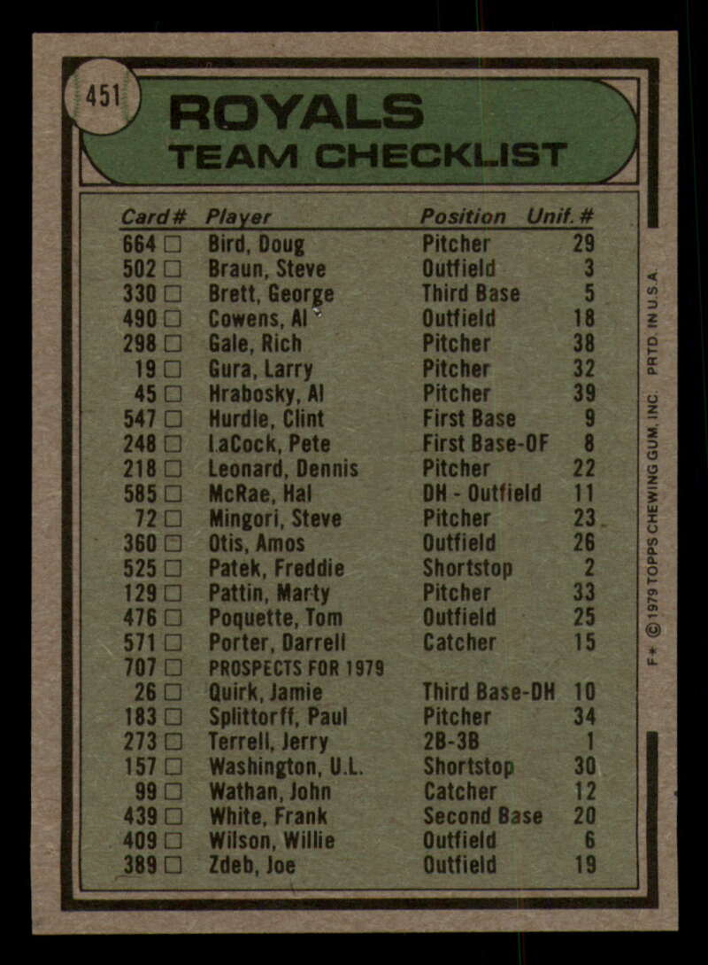 1979 Topps Baseball #451  to  #500 - Complete your set - Pick your card - Picture 7 of 489
