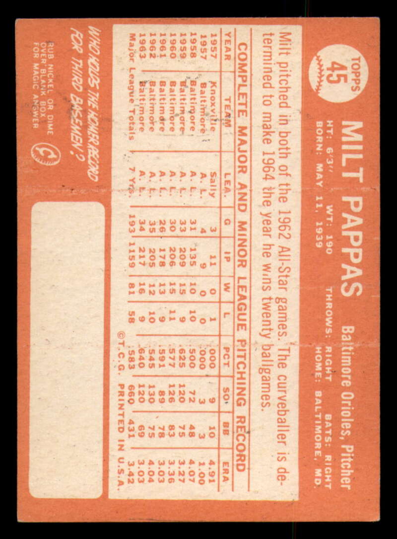 1964 Topps Baseball #3 - #130 - Complete your set - Pick your card - Picture 115 of 465