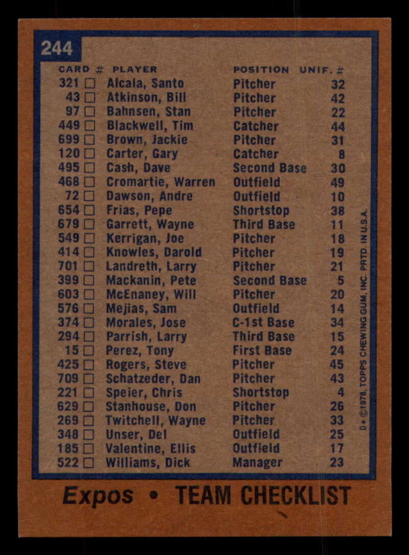 1978 Topps Baseball #216 - #265 - Complete your set - Pick your card - Picture 295 of 497
