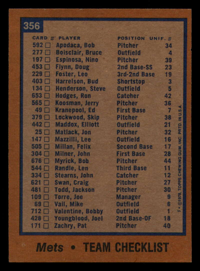 1978 Topps Baseball #316 - #365 - Complete your set - Pick your card - Picture 399 of 491