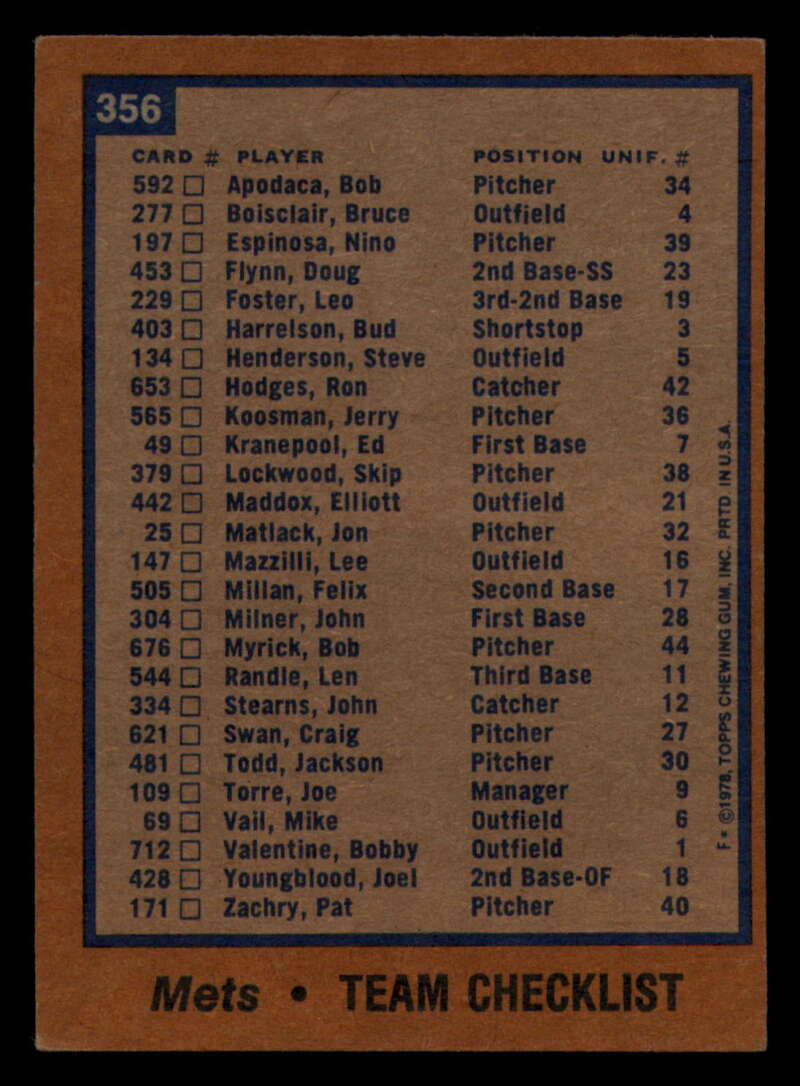 1978 Topps Baseball #316 - #365 - Complete your set - Pick your card - Picture 401 of 491