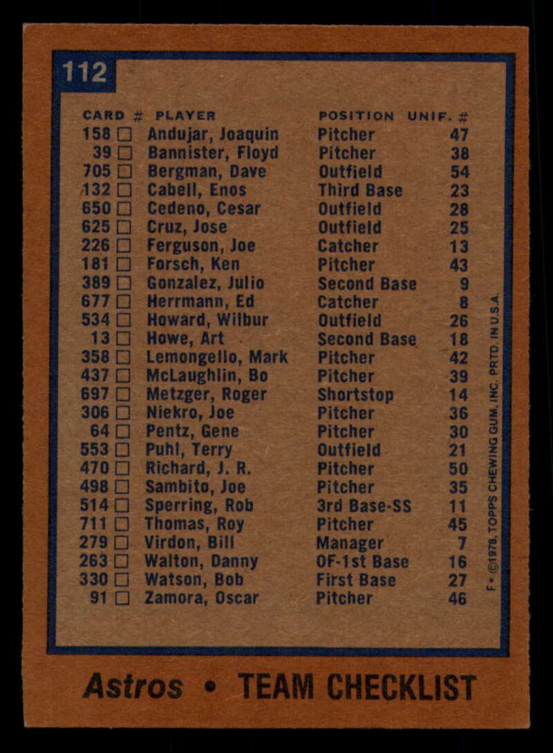 1978 Topps Baseball #111 - #160 - Complete your set - Pick your card - Picture 17 of 489
