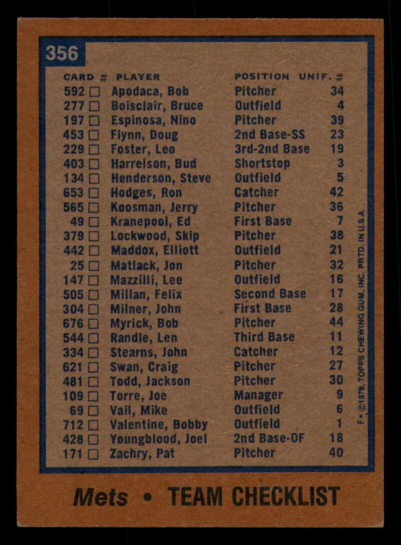1978 Topps Baseball #316 - #365 - Complete your set - Pick your card - Picture 403 of 491