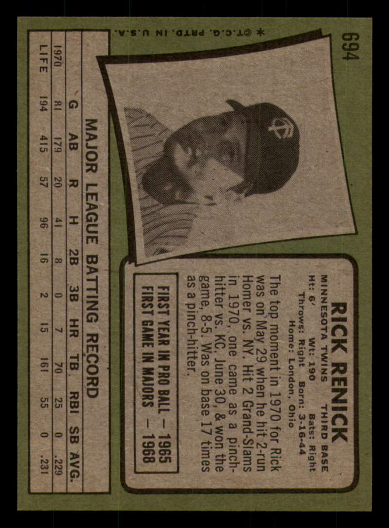 1971 Topps Baseball #621 - #700 - Completa tu conjunto - Elige tu tarjeta - Imagen 379 de 419