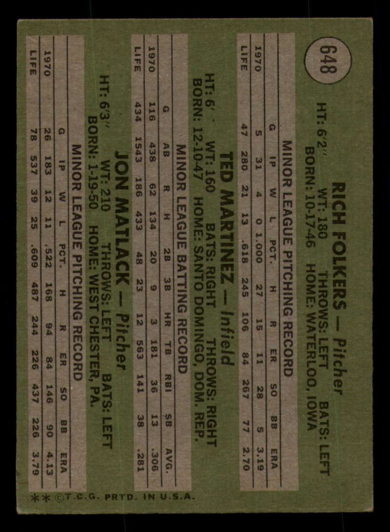 1971 Topps Baseball #621 - #700 - Completa tu conjunto - Elige tu tarjeta - Imagen 109 de 419