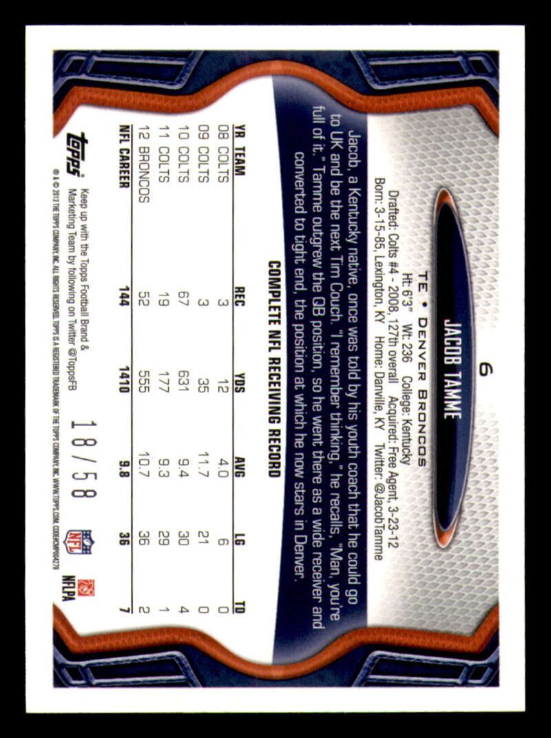 2013 Topps Mini Gold Football #ed/58 - Set Break - Front and Back Scans # 1-220 - Picture 14 of 486