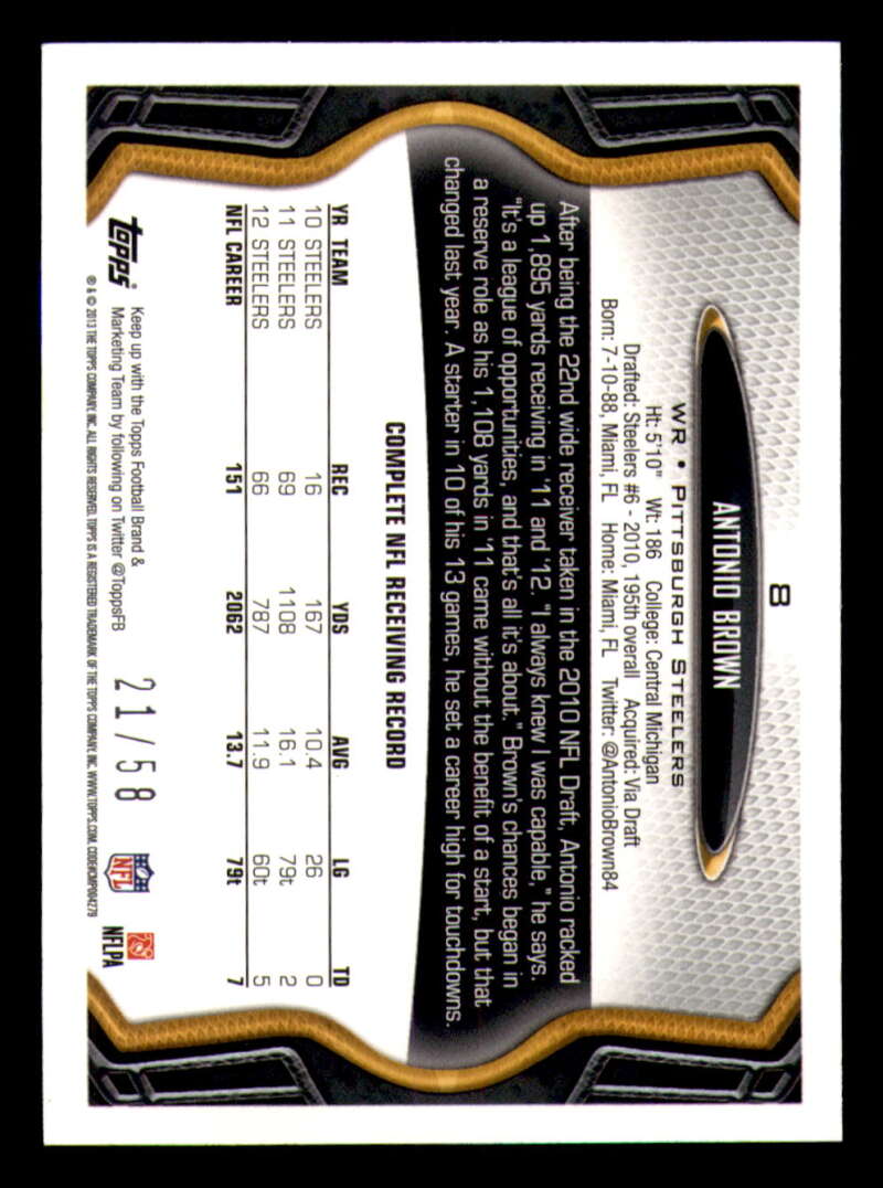 2013 Topps Mini Gold Football #ed/58 - Set Break - Front and Back Scans # 1-220 - Picture 17 of 486