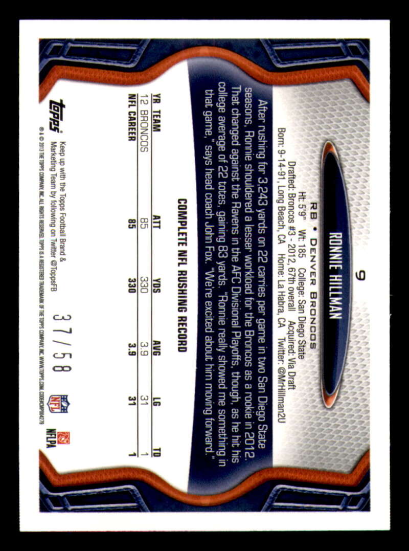2013 Topps Mini Gold Football #ed/58 - Set Break - Front and Back Scans # 1-220 - Picture 20 of 486