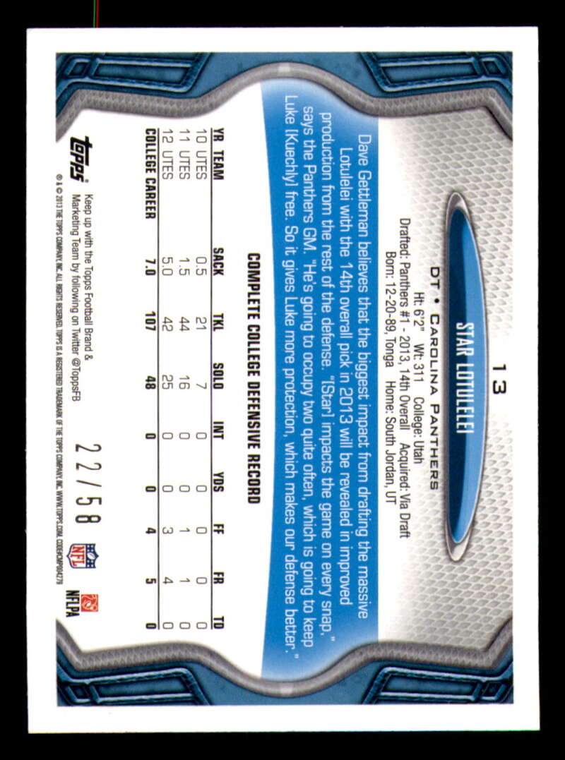 2013 Topps Mini Gold Football #ed/58 - Set Break - Front and Back Scans # 1-220 - Picture 32 of 486