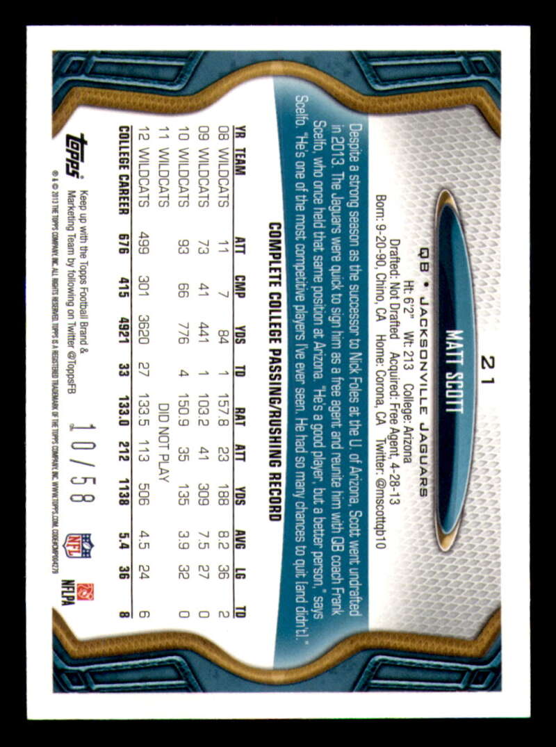 2013 Topps Mini Gold Football #ed/58 - Set Break - Front and Back Scans # 1-220 - Picture 56 of 486