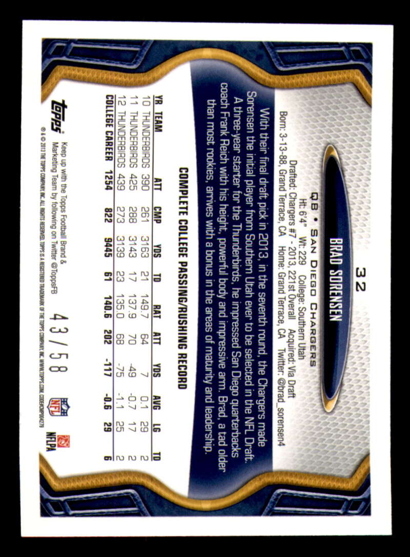 2013 Topps Mini Gold Football #ed/58 - Set Break - Front and Back Scans # 1-220 - Picture 77 of 486